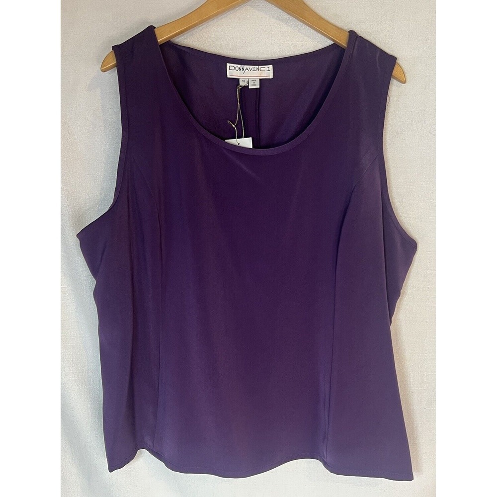 Vintage Donna Vinci Couture Women's Size 18 Purple Sleeveless Blouse Top NWT - Picture 1 of 9